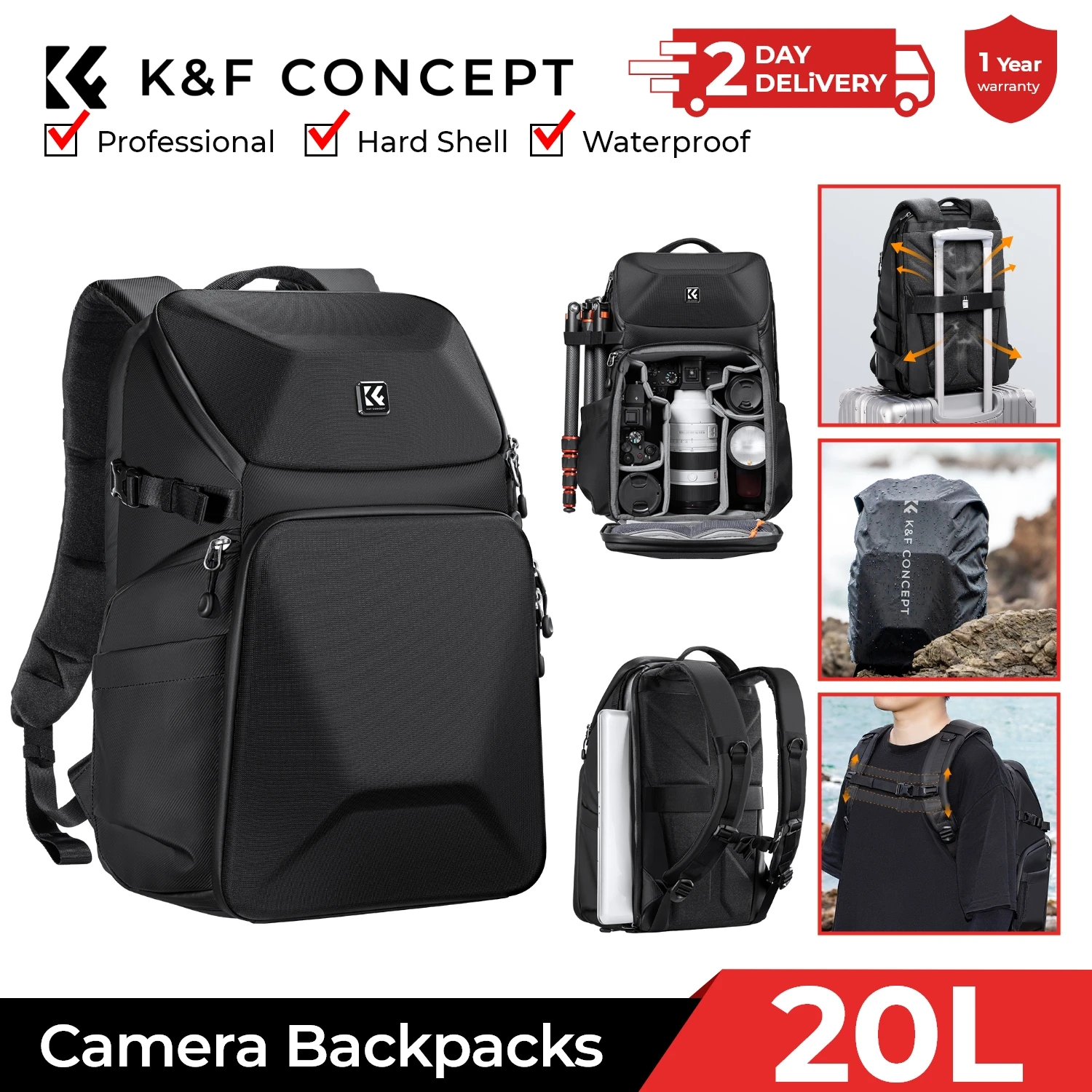 K&F CONCEPT 20L Camera Backpac - Laptop Bag Waterproof recension och pris