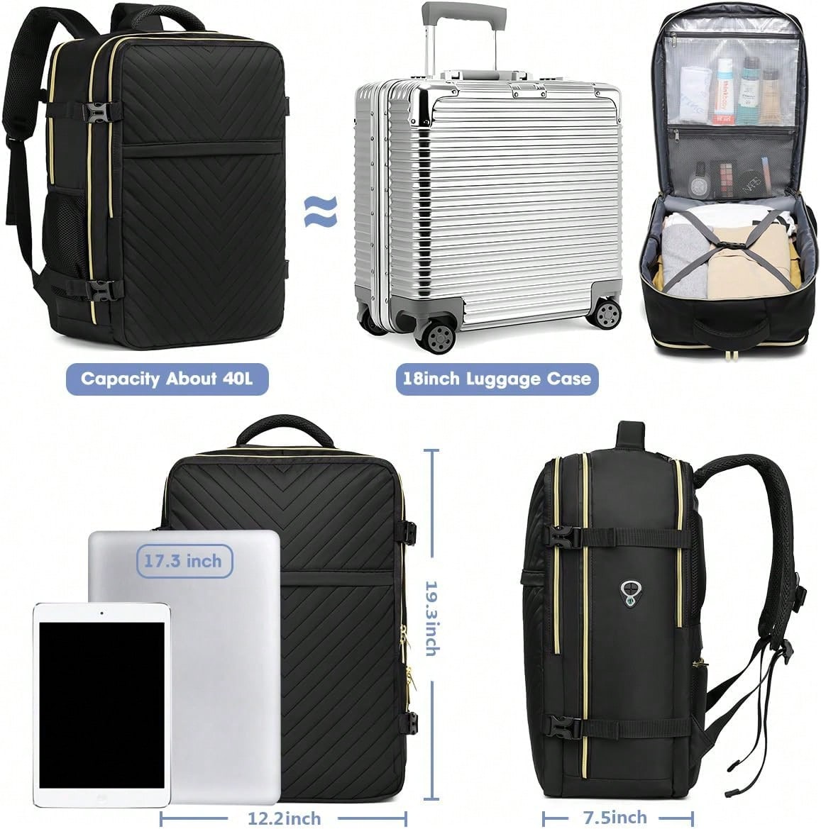 Large Carry On Travel Backpack - Laptop Bag Waterproof recension och pris